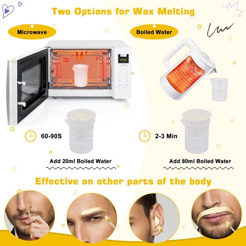 Nose Wax Kit Men and Women with 30 Applicators (20-30 Uses), Nose Hair Wax Kit for Nose & Ear Hair Removal, Painless & Fast, Long-Lasting Results Up to 5 Weeks (120g Nose Wax)