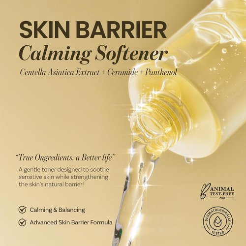 ONGREDIENTS Skin Barrier Calming Softener - Soothing Toner for Dry, Sensitive Skin | Hydrating & pH Balancing | 250ml / 8.45 fl Oz