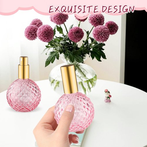 4 Pcs 100ml/3.38oz Glass Spray Bottle Empty Perfume Atomizer Fine Mist Spray Cosmetic Container Decorative Bottles for Liquid Make Up - Pink