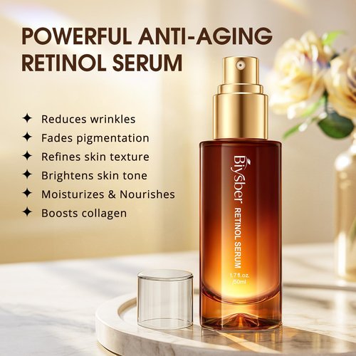 BIYSBER Retinol Collagen Serum for Face: Anti Aging & Anti Wrinkle Repair Peptide Serum with Boost Hydration Formula - Day/Night Facial Firming Neck Plump Skin Care for Women/Men(1.70 Fl Oz)