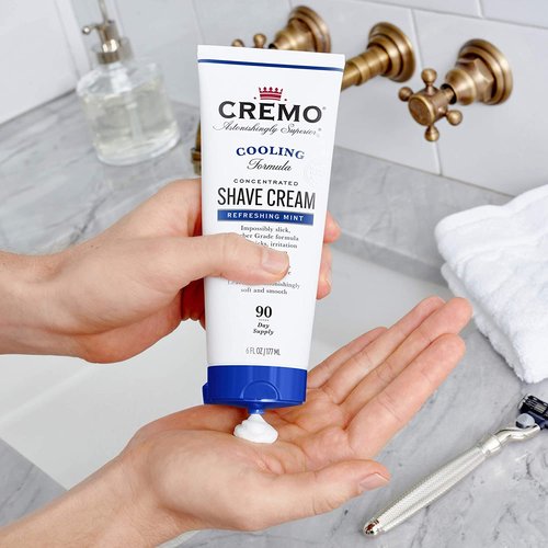 Cremo Men's Beard Care Bundle - Barber Grade Cooling Shave Cream, 6 Fl Oz + Cooling Post Shave Balm, 4 Oz