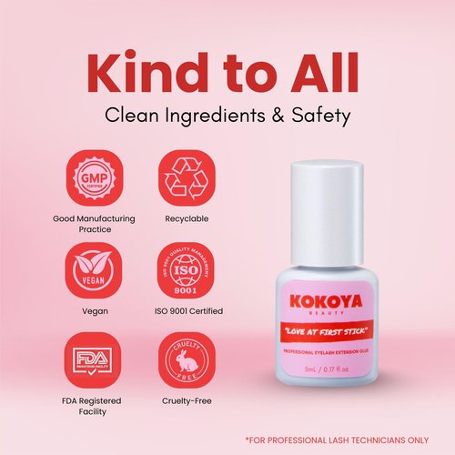 KOKOYA Beauty Eyelash Extension Glue 5mL/0.17 fl oz – Salon Pro Lash Glue for Eyelash Extensions | Super Strong Hold Eyelash Adhesive | Long Lasting Up to 8 Weeks, 0.5-1 Second Fast Drying, Black