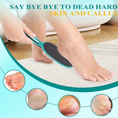 HovuuTuig Glass Foot File, Foot Scrubber for Hard Skin Remover - Foot Callus Remover, Pedicure Tools for Feet Dead Skin, Foot Care for Women and Men, Gentle Effective Heel Scraper (Metallic Green)
