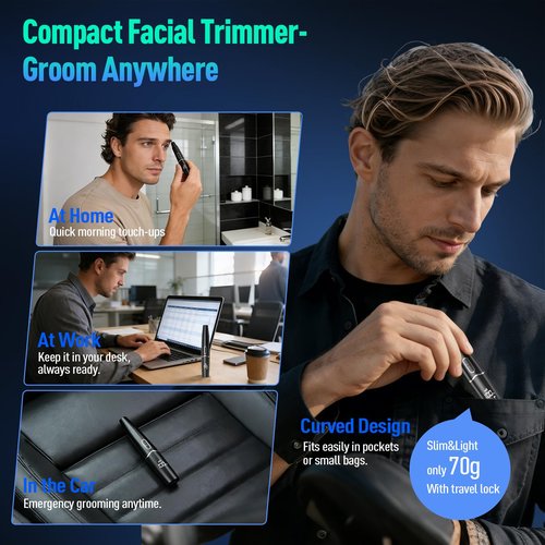 Ear and Nose Hair Trimmer with LED Display for Men Women, Painless USB Rechargeable Eyebrow & Facial & Nose Hair Trimmer Clipper, 10000 RPM Precision Tool Professional IPX7 Waterproof Dual Edge Blades