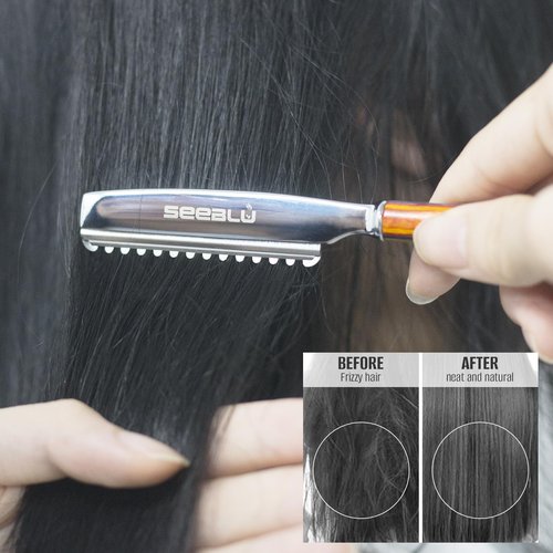 Hair Razors for Cutting, Wood Handle Hair Styling Razors, 10PCS Replaceable Stainless Steel Razor Blades, Professional Thinning Texturizing Razor for Women
