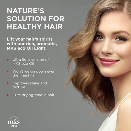MKS Eco Oil Light - Hair Styling Elixir with Moroccan Argan & Hemp Seed Oil - 2 fl oz | Nourishes Fine Hair, Controls Frizz, Vegan & Cruelty-Free