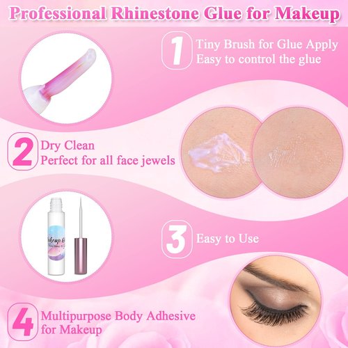 Rhinestones Face Glue for Cosplay Makeup, Shynek 2PCS Body Glue Waterproof Eye Glitter Hair Adhesive Spirit Adhesive for Halloween Costume Wig Face Gems Eye Body Glitter
