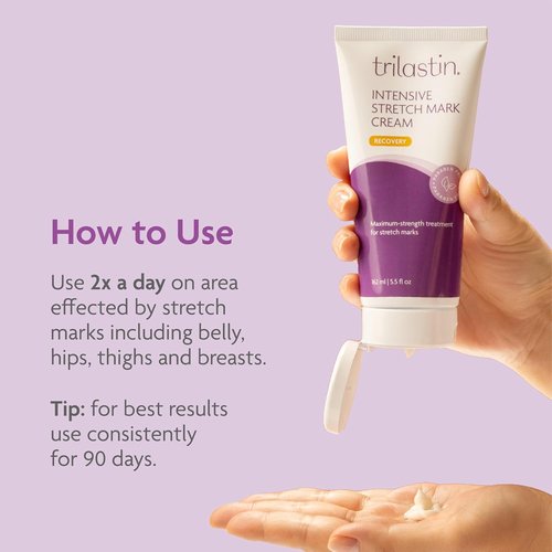 TriLASTIN Stretch Mark Cream - Hydrating Body Lotion with Collagen, Niacinamide & Vitamin E | Unscented - 5.5 oz