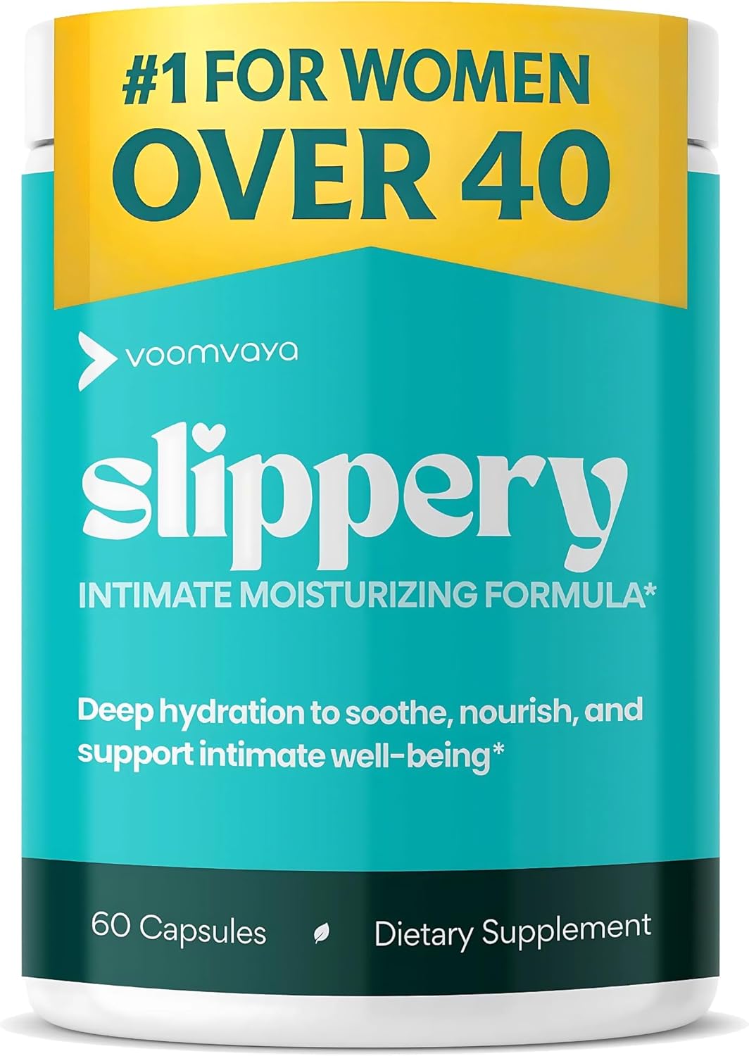 VoomVaya Vaginal Moisturizer - Slippery Elm Relief for Women Over 40 | 60 Capsules for Dryness