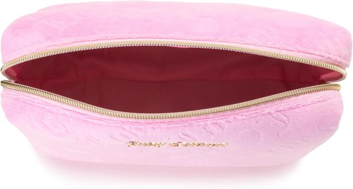 Juicy Couture Pink Makeup Bag - Velour Travel Organizer with Zip Top & Heart Design