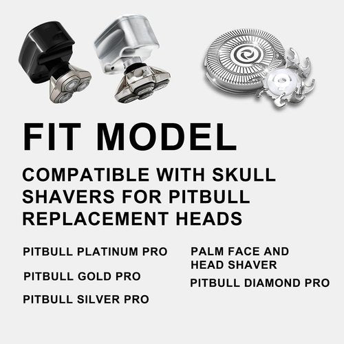 Head Shaver Replacement Heads Compatible with Sk-ull Shaver Pitbull Gold PRO, Pitbull Silver PRO, Palm, Pitbull Platinum PRO, Electric Razor Replacement head for Superior Shaving (12 PACKS)