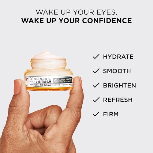 IT Cosmetics Confidence in an Eye Cream - Anti-Aging Peptide Formula for Dark Circles & Wrinkles, 48HR Hydration, 2% Super Peptide, Smooths & Brightens Undereye