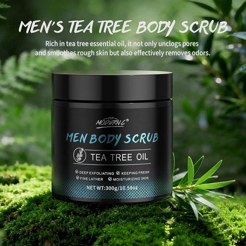 Skiennix Men’s Body Scrub - Exfoliating Tea Tree Oil Formula for Smooth Skin | 10% AHA, 2% BHA