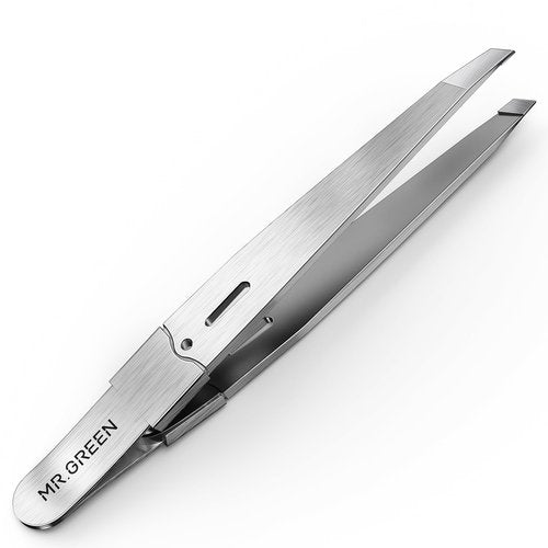 MR.GREEN Tweezers,Professional Precision Eyebrow Tweezers for Women and Men, Tweezers for Facial Hair Women, Stainless Steel Slanted Hair Removal Tweezers, Eyebrow Plucker, Ingrown hair tweezers