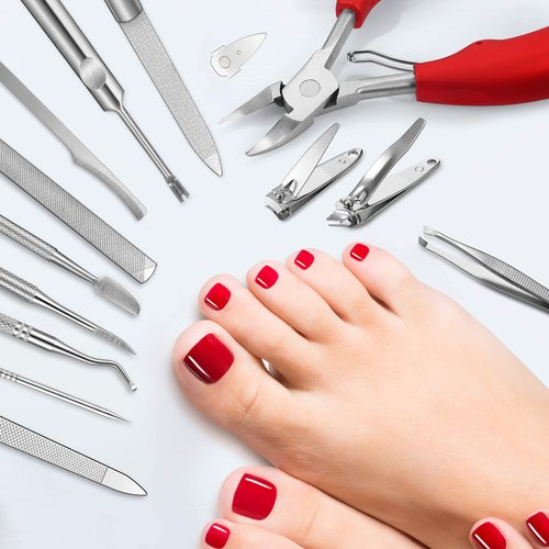 15 Pieces Ingrown Toenail Tools Stainless Steel Foot Nail Tools, Toenail File and Lifter, Nail Clipper, Cuticle Cutters, Cuticle Pusher and Manicure Pedicure Tools for Ingrown and Thick Nail (Red)