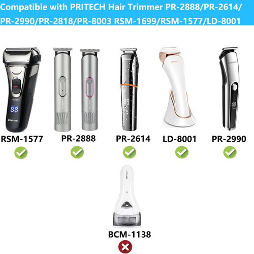 Replacement Pritech Hair Trimmer Charger USB Charging Cable Compatible with Pritech PR-2888/PR-2614/PR-2990/RSM-1699/RSM-1928C/RSM-1577/LD-8001 Electric Shaver Charger Cord