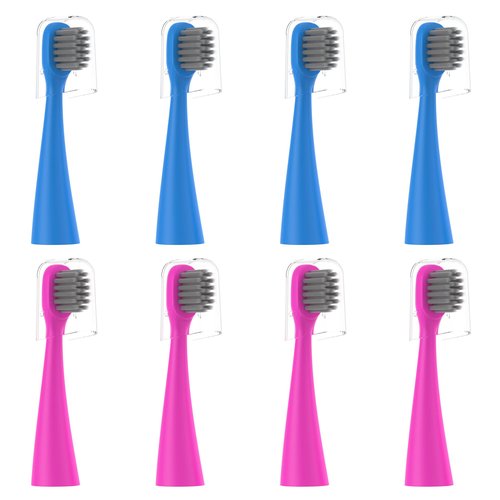 EveryStep Replacement Toothbrush Heads 8 Pack for Burst Kids Electric Toothbrush, Blue and Pink