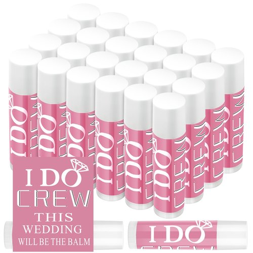 Suttmin 24 Pcs Bachelorette Lip Balm I Do Crew Wedding Party Gifts Bachelorette Lip Balm Gift Wedding Favors for Party Guest Supplies(Pink)