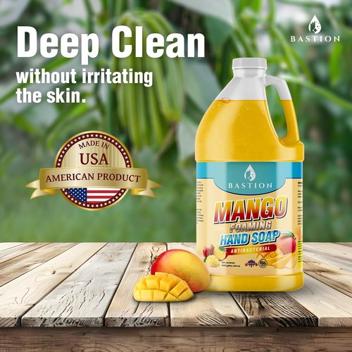 Bastion Antibacterial Hand Soap - Mango Foaming Wash - 1/2 Gallon Bulk Refill Jug - Non-Toxic & Made in the USA