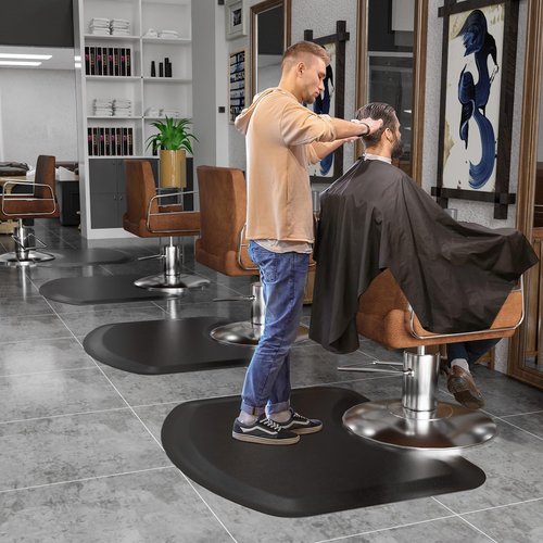 OmySalon Salon Mat for Hair Stylist Anti Fatigue, Thick Barber Chair Mats with Round Cutout Hair Salon Mats for Hairdresser Standing, Barbershop Beauty Spa Hairdressing Equipment