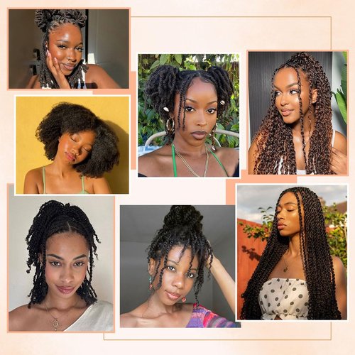 18 Inch Afro Kinkys Bulk Human Hair For Twist,100% Human Hair 4C Kinky-Curly for Dreadlocks, Loc Repair, Braiding Hair(Natural Black, 50 Gram)