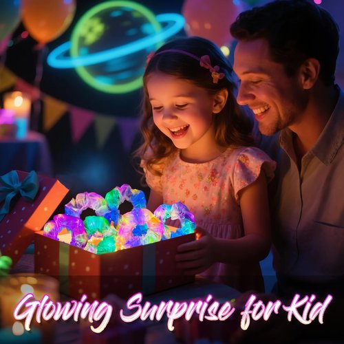 40 PCS Light up Scrunchies, 3 Glow Mode, Hair Accessories for Women, Glow in the Dark Party Supply for Festival Rave Slumber Party