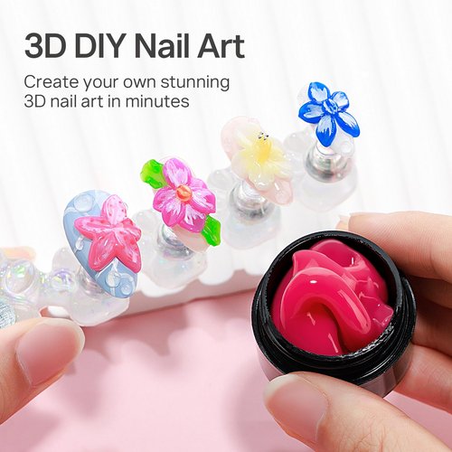 MIZHSE 12 Colors 3D Nail Gel Set, Non-Sticky Sculpting Gel for Nail Art Painting Molding Gels with Sculpture Pen Soak Off U V Sculpting Gels for Home DIY Salon Manicure