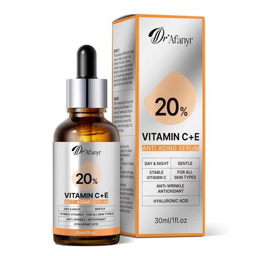 **Regine Switzerland Vitamin C Serum - Brightening Anti-Aging Formula with Hyaluronic Acid & Vitamin E for Sensitive Skin**