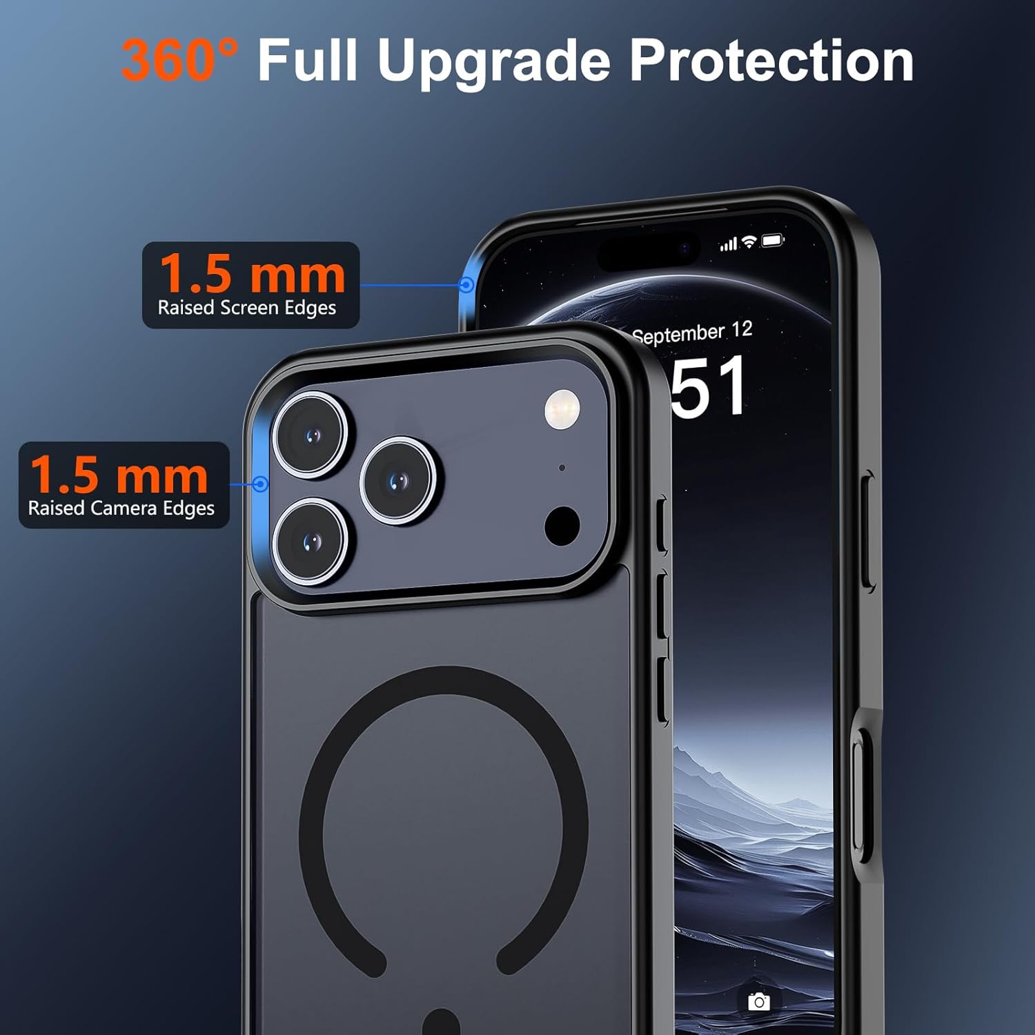 SUPFINE iPhone 17 Pro Max Case - Military Grade Drop Protection | Translucent Matte, Shockproof, Black