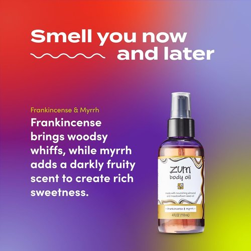 Indigo Wild Zum Frankincense & Myrrh Body Oil - Nourishing Massage Oil for Hydration - 4 fl oz