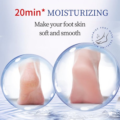 ROUSE Foot Mask Moisturizing 6 Pack Feet Spa Hydrating Mask Socks Soft Dry Cracked Feet Care - Nicotinamide + Shea Butter + Goat Milk - Women and Men