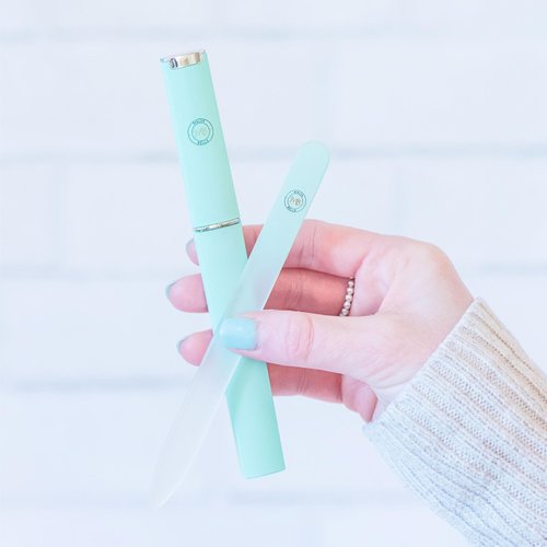 Malva Belle Best Crystal Glass Nail File for Women - File & Travel Case Set - Heavy Duty for Natural Nails, Gel - Professional Nail Shaper – Nail Care Essentials - Pastel Green 3mm