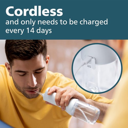 Philips Sonicare Cordless Power Flosser 3000 - Innovative Water Flosser with Quad Stream Technology | 2 Modes, White
