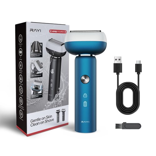 Electric Shaver for Men with Floating Arc 3-Blade, 9000 RPM, Magnetic Head, 1 Hour Fast Type-C Charging, IPX7 Waterproof, Skin-Friendly Blade for Smooth Shaving, Navy