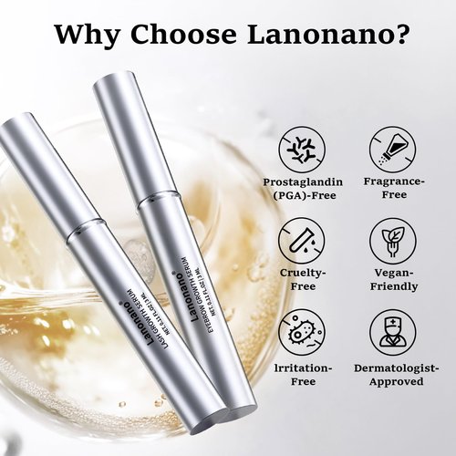 Lanonano Eyelash and Eyebrow Serum Set for Thicker, Longer, Fuller Lashes and Brows, Vegan & Cruelty-Free, 0.2 Fl Oz（6ml）