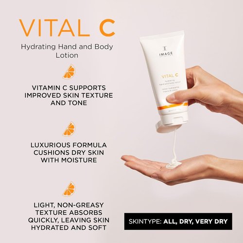 IMAGE Skincare VITAL C Hydrating Hand and Body Lotion - Brightening Moisturizer with Vitamin C & Shea Butter, 6 oz