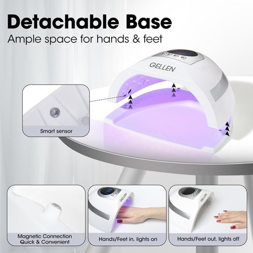 Gellen UV Nail Lamp, 268W UV LED Light for Nails of Finger Toe, Professional Fast Curing Nail Dryer for Gel Nail Polish, 66 LED Beads and 4 Timers