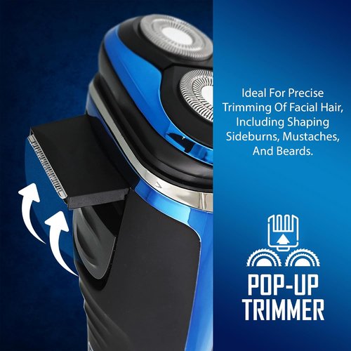 Skiennix Rechargeable Electric Rotary Shaver - Wet & Dry Use, Stainless Steel Blades, LCD Screen