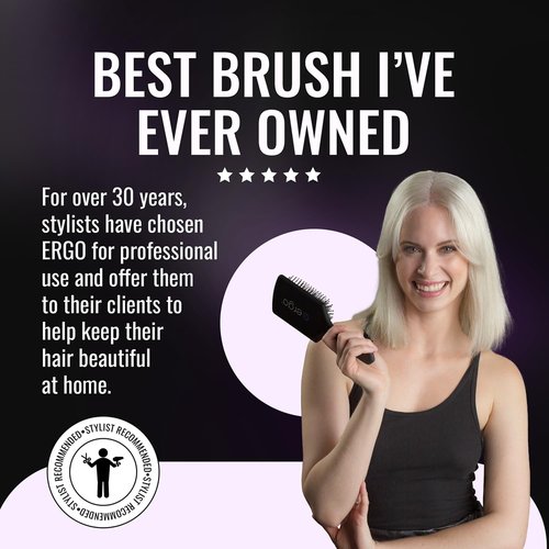 ERGO Ionic Paddle Hair Brush - Large Detangling Brush for Shine & Smoothness | Ideal for Wet & Dry Hair