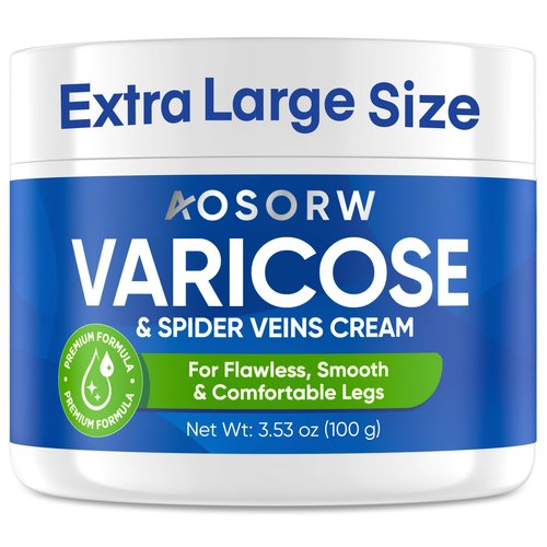 AOSORW Varicose & Spider Veins Cream – Natural Vein Treatment Leg Cream to Improve Circulation, Relieve Tired Legs & Swelling – Helps Reduce Appearance of Veins – 3.4 Fl Oz (Pack of 1)