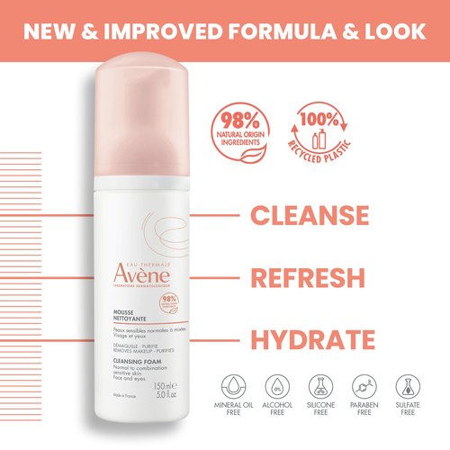 Avène Cleansing Foam Face Wash, Soap-free, Sensitive Skin