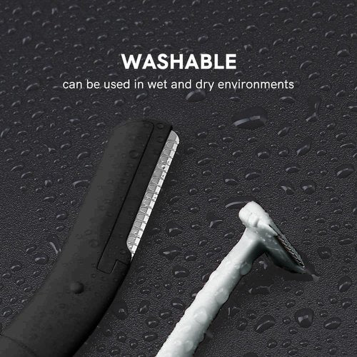 Eyebrow Razors w/Dermaplane Razors Set - Japanese Blades Razors - Small Face Razors for Peach Fuzz and Fine Hair, Multipurpose Exfoliating Dermaplaning Tools for Women and Men, Black