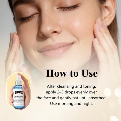 SUMAX Relief Serum - Face Serum with Centella + Hyaluronic Acid, for Sensitive & Blemish-Prone Skin, Soothes the Look of Redness, Supports Skin Barrier, Lightweight Non-Sticky, 2.5 fl oz (75 mL)