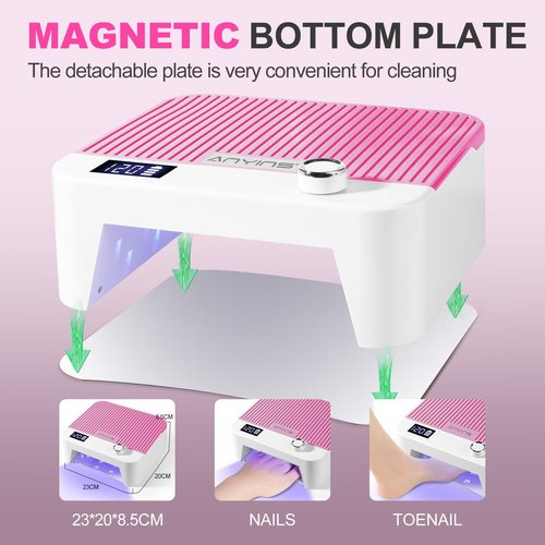 ANYINS UV Nail Lamp 120W, Professional UV LED Lamp for Gel Nails Long-Lasting 30Pcs Beads Cordless Gel Nail Light, Fast & Even Curing All Gel Polish with Smart Auto-Sensor for Home Salon DIY Pink