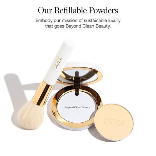 Ogee Sculpted Skin-Perfecting Makeup Setting Powder - Dune - FULL SET (Case & Refill) - Lightweight Powder Foundation Made with 70% Organic Ingredients