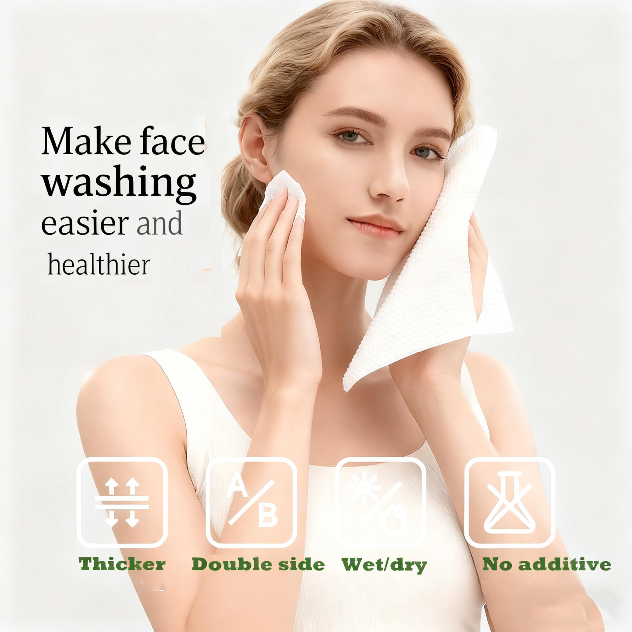 【Large Pack】Disposable Face Towels 160 Count,Hanging Design100% Bio-based Viscose Ultra Thick Face Towelettes,Dual-Texture,Makeup Remover Dry Wipes for Blemish or Sensitive Skin (160 count)
