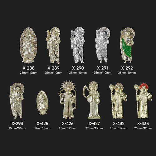 11PCS San Judas Nail Charm Virgin Mary Nail Charms San Judas Tadeo Charms for Acrylic Nails 3D Metal Alloy Nail Art Rhinestones for Women DIY Nails Decoration