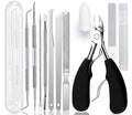 Geounzay 11 Piece Set Ingrown Toenail Pedicure Tool Kit, Stainless Steel Nail Care Treatment for Nail Correction, Polish Pain Relief