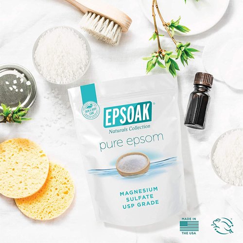 Epsoak Epsom Salt 10 lb. Magnesium Sulfate USP. Resealable Epsom Salt Bag Unscented, Made in The USA, Cruelty-Free Certified