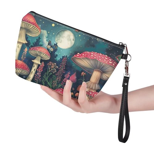 Cozeyat Moon Mushroom Cosmetic Bags for Women Makeup Bag Large Capacity Purse Travel Toiletry Zipper Storage Pouch Make up Brushes Organizer for Gifts